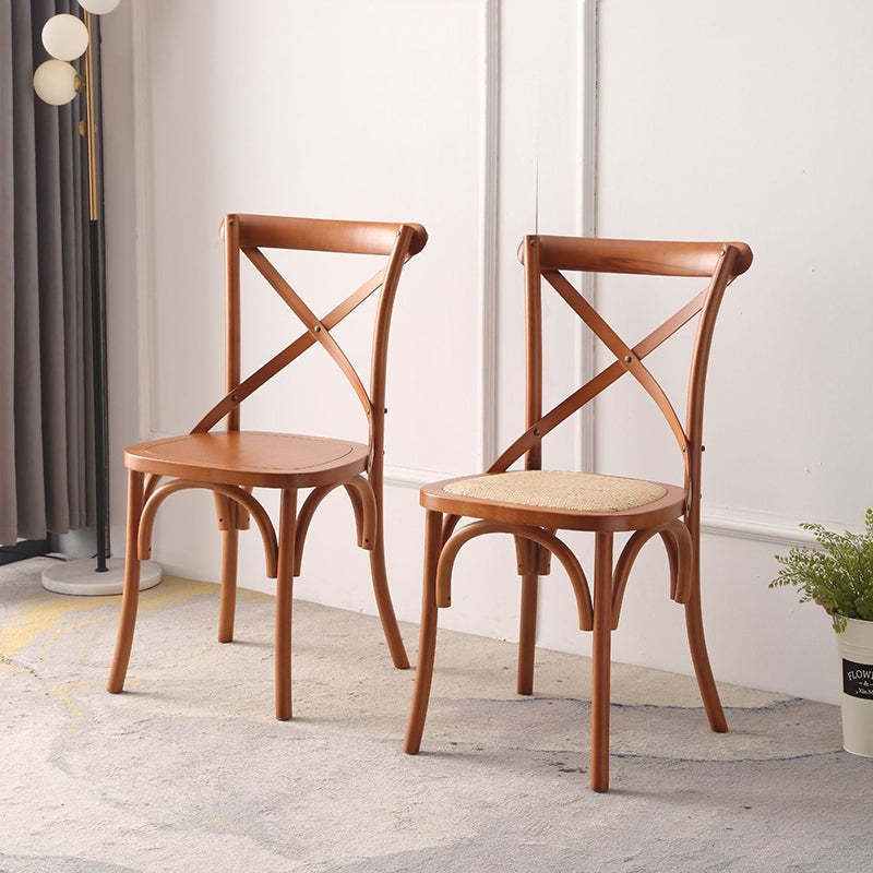 Rustic Woven Rattan Wood Dining Chair