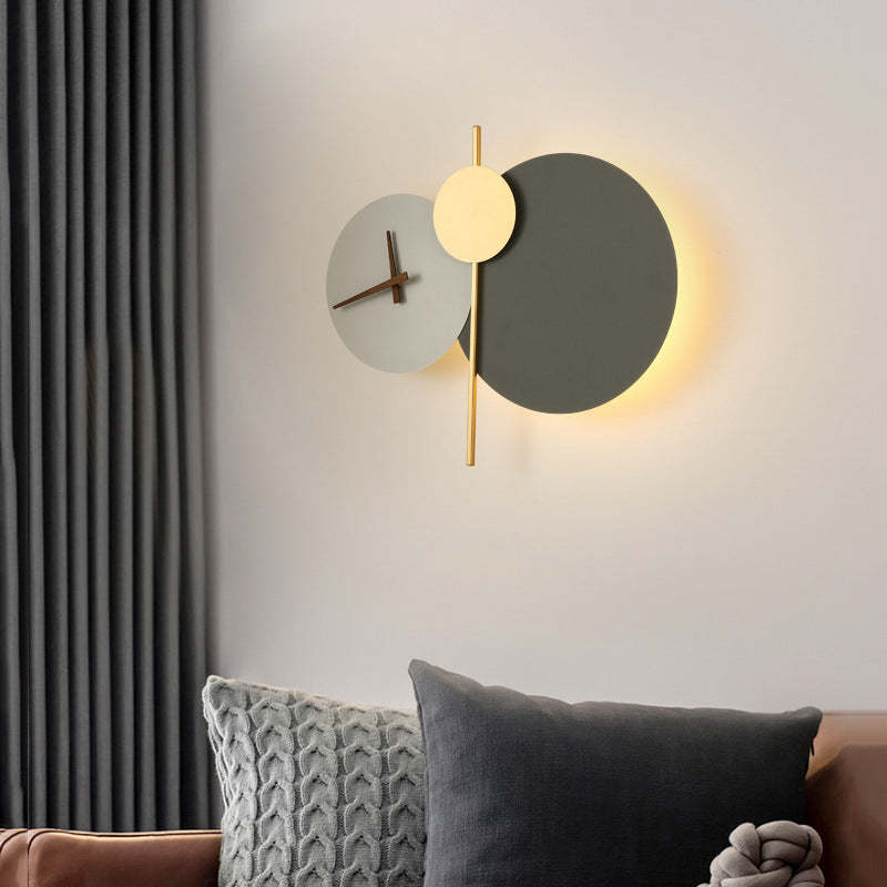 Minimalist Iron Acrylic LED Clock Sconce