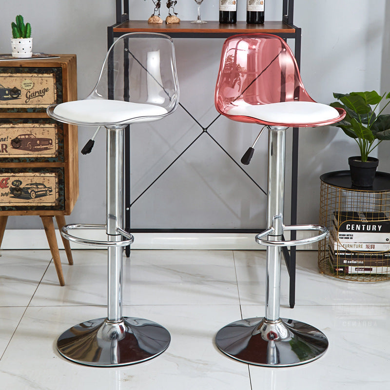 Minimalist Cylinder Base Metal PET Bar Stool