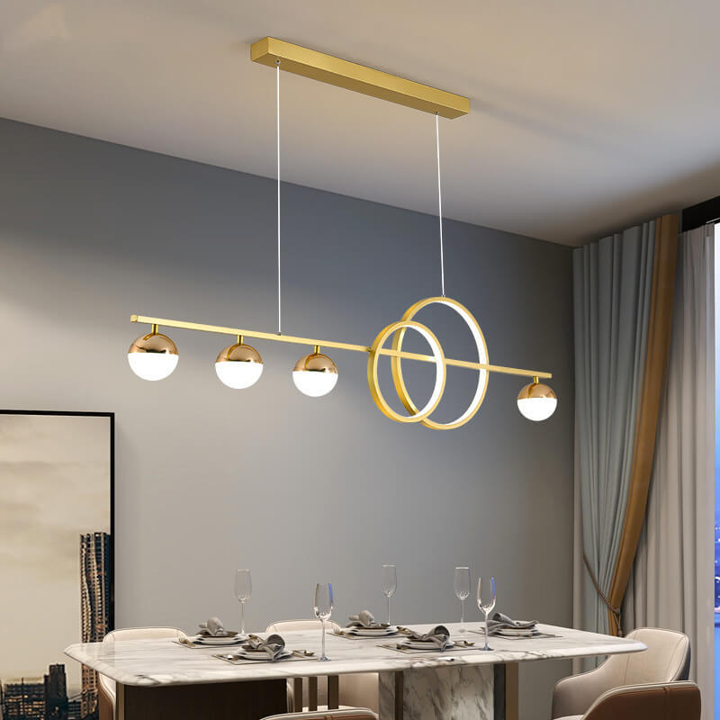 Modern Long Strip Round Globe LED Island Chandelier