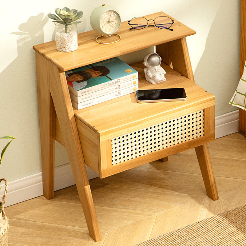 Contemporary Rectangular Wood 1-Drawer End Table