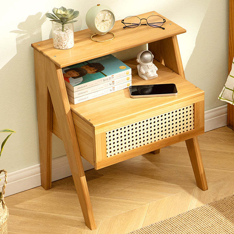 Contemporary Rectangular Wood 1-Drawer End Table