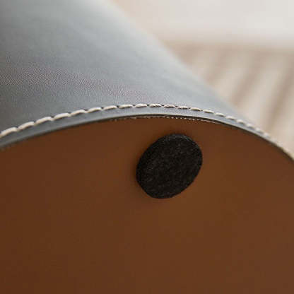Contemporary Barrel Leather Steel Coffee Table