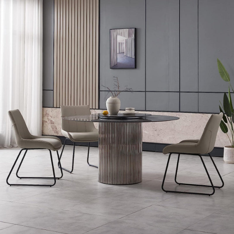 Nordic Leather Metal Trapezoidal Dining Chair