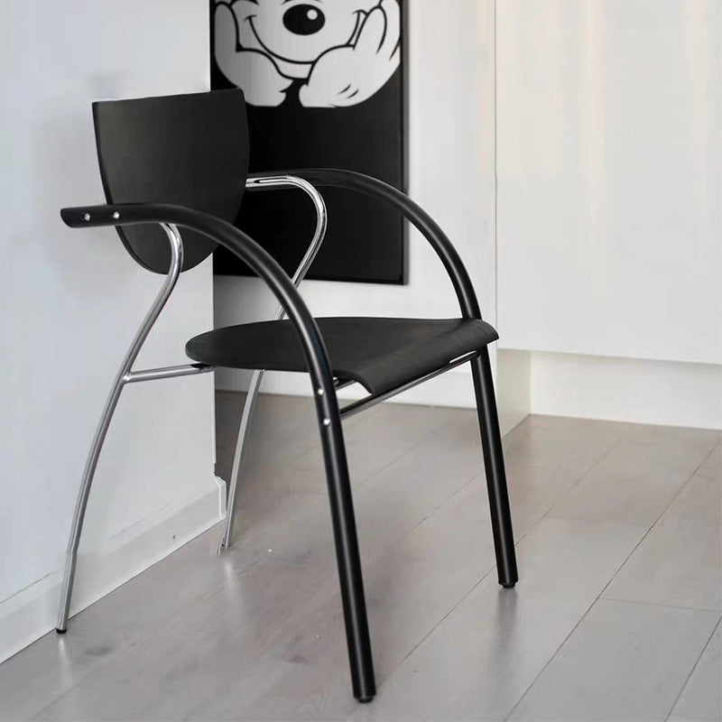 Wood metal leather wood semicircular accent chairs - nordic
