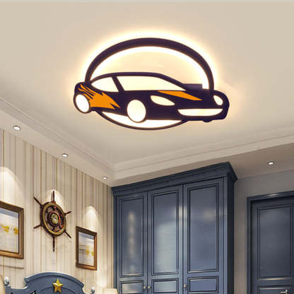 Iron Acrylic Cartoon Sports Car LED Kids Flush Light