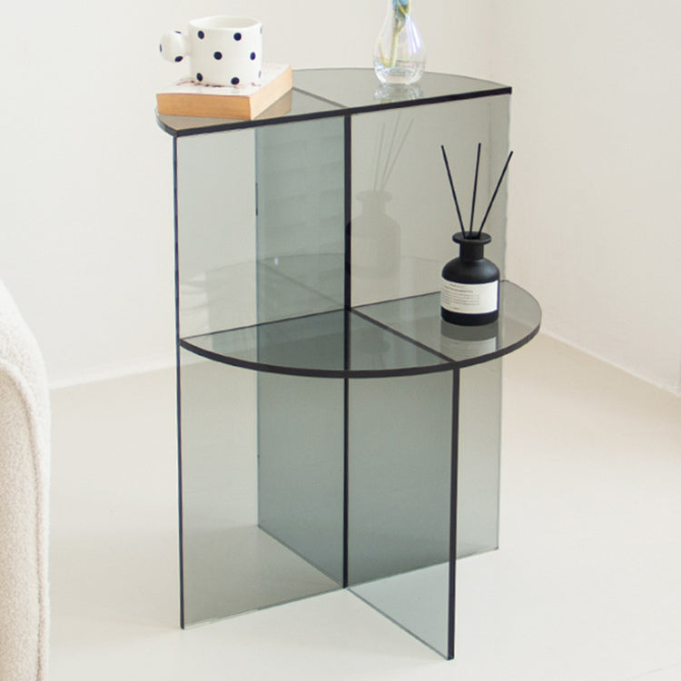 Scandinavian Acrylic Semicircle 2-Tier End Table