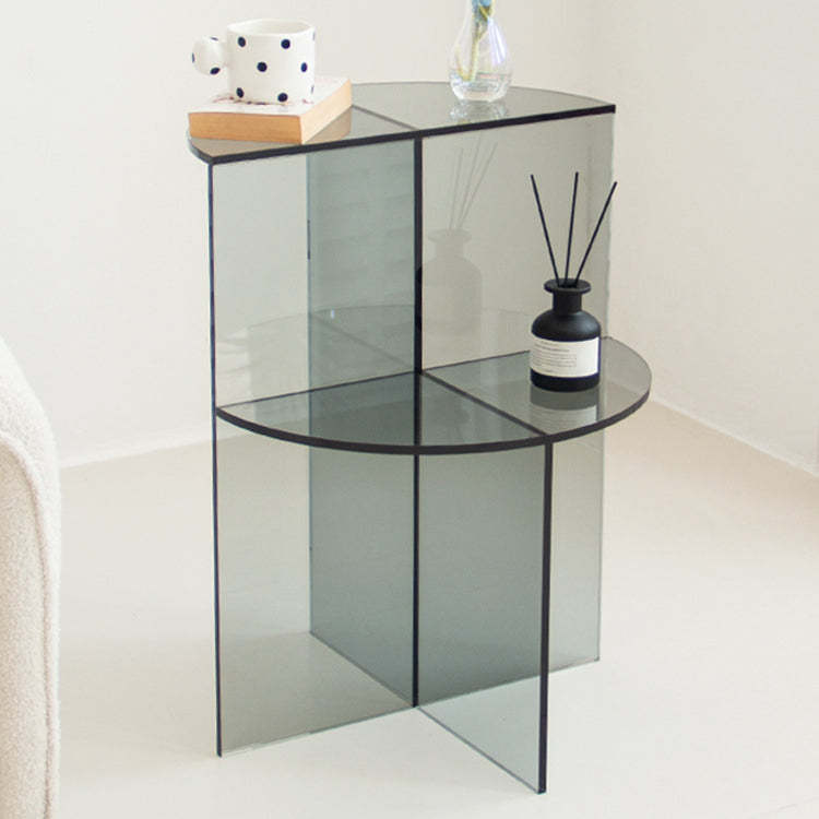 Scandinavian Acrylic Semicircle 2-Tier End Table