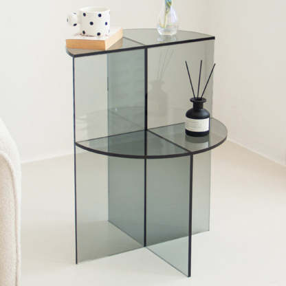 Scandinavian Acrylic Semicircle 2-Tier End Table