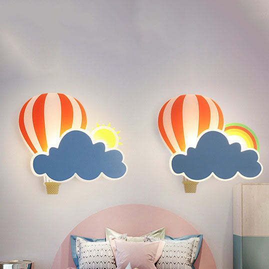 Kids Hot Air Balloon Cloud Iron Acrylic LED Wall Sconce