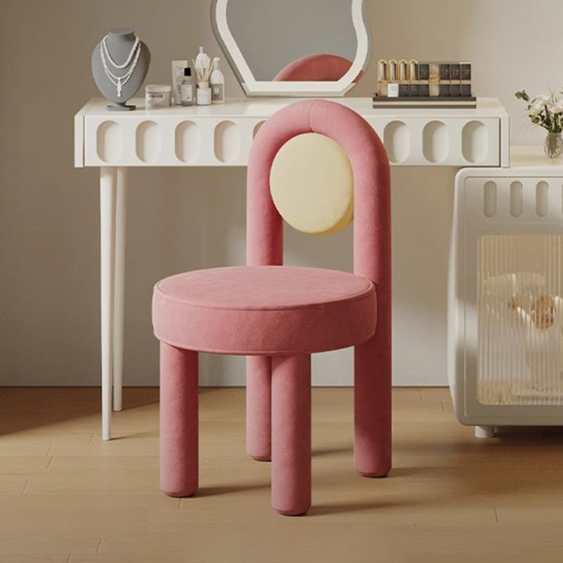 Scandinavian Fabric Steel Vanity Stool — Red