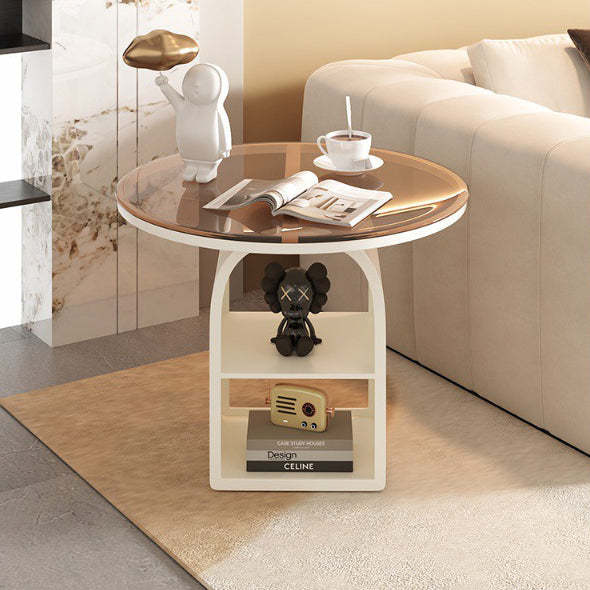 Minimalist 3-tier coffee tables in iron glass