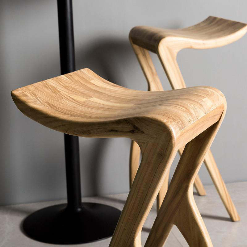 Japanese Curved Ash Wood Bar Stool