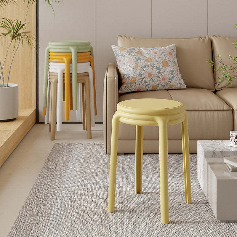 Scandinavian Macaron Round Stackable Plastic Chair — Light Yellow