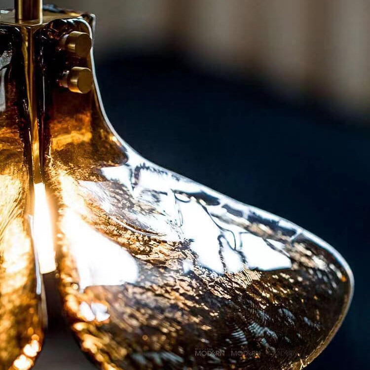 Vintage Amber Floral Glass Brass Pendant