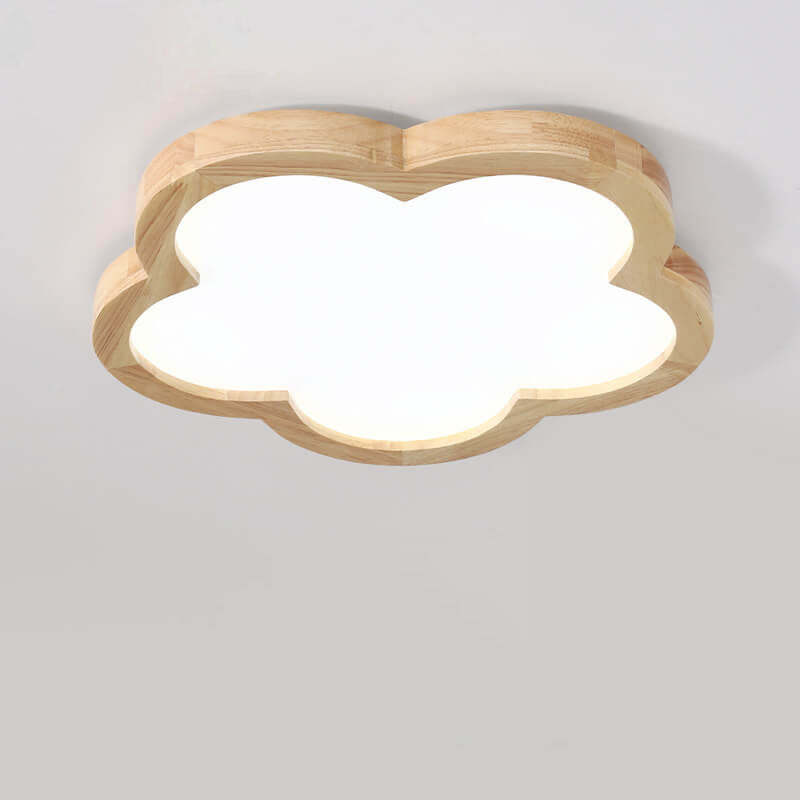 Nordic Solid Wood Flower LED Slim Kids Flush Light — White Light (5000K) / 220V-240V For UK/AU