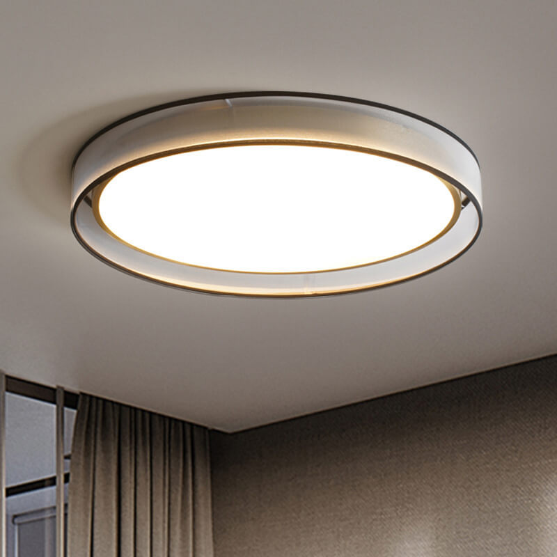 Nordic Round Fabric Brass Acrylic LED Flush Mount Light