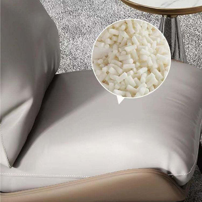 Scandinavian Leather Accent Chair With Footrest — With Footrest / Brown Chair & Light Gray Cushion