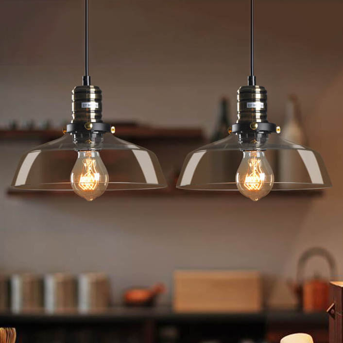 Industrial Transparent Glass Bowl Pendant Light