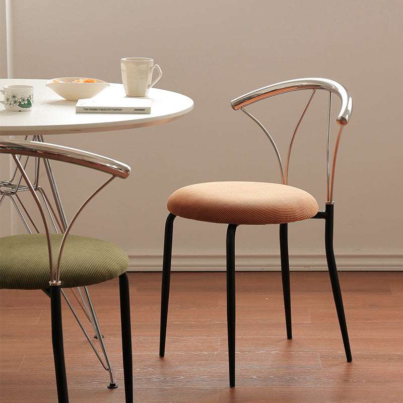 Nordic Scalloped Corduroy Round Dining Chair