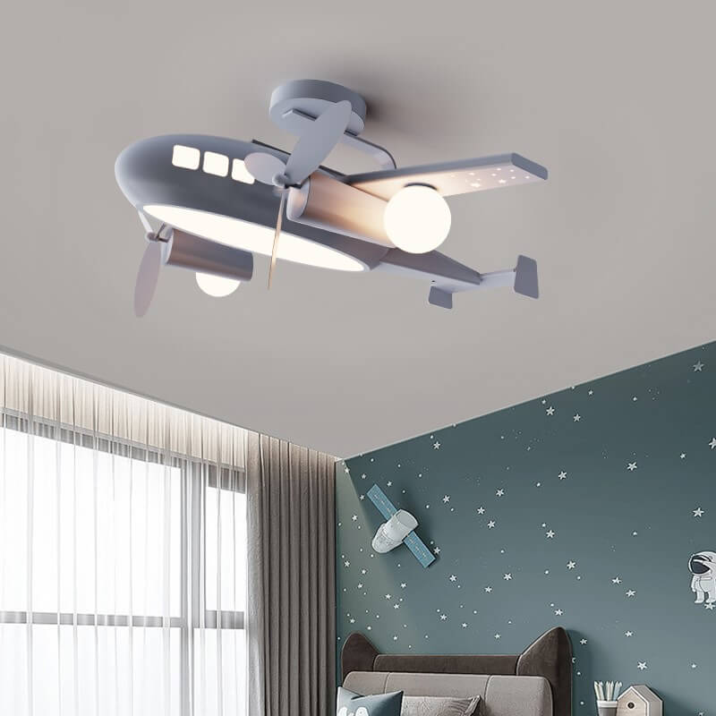 Nordic Kids Wrought Iron Airplane LED Pendant