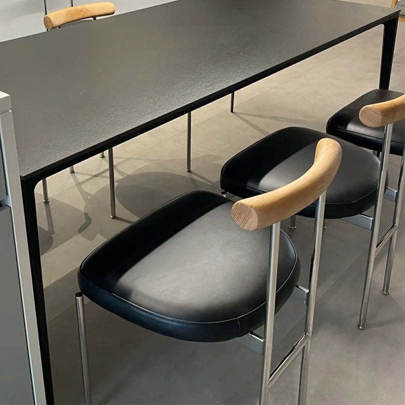 Nordic Half-Round Leather Metal Wood Dining Chair