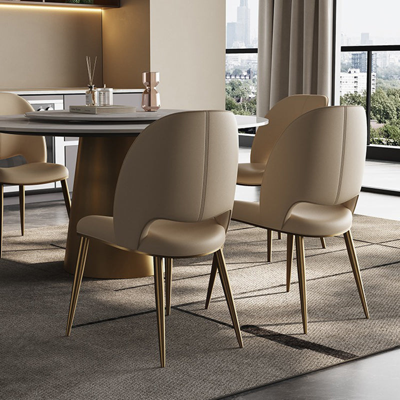 Nordic Curved Upholstered Leather Steel Dining Chair