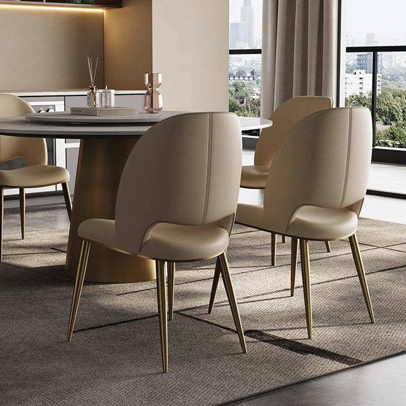 Nordic Curved Upholstered Leather Steel Dining Chair