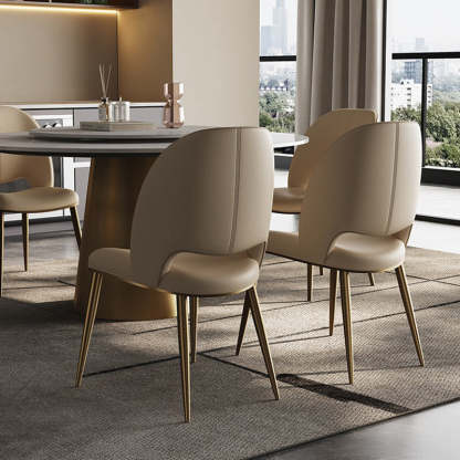 Nordic Curved Upholstered Leather Steel Dining Chair