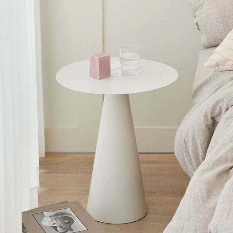 Minimalist Cone Base Iron Coffee Table — A / White