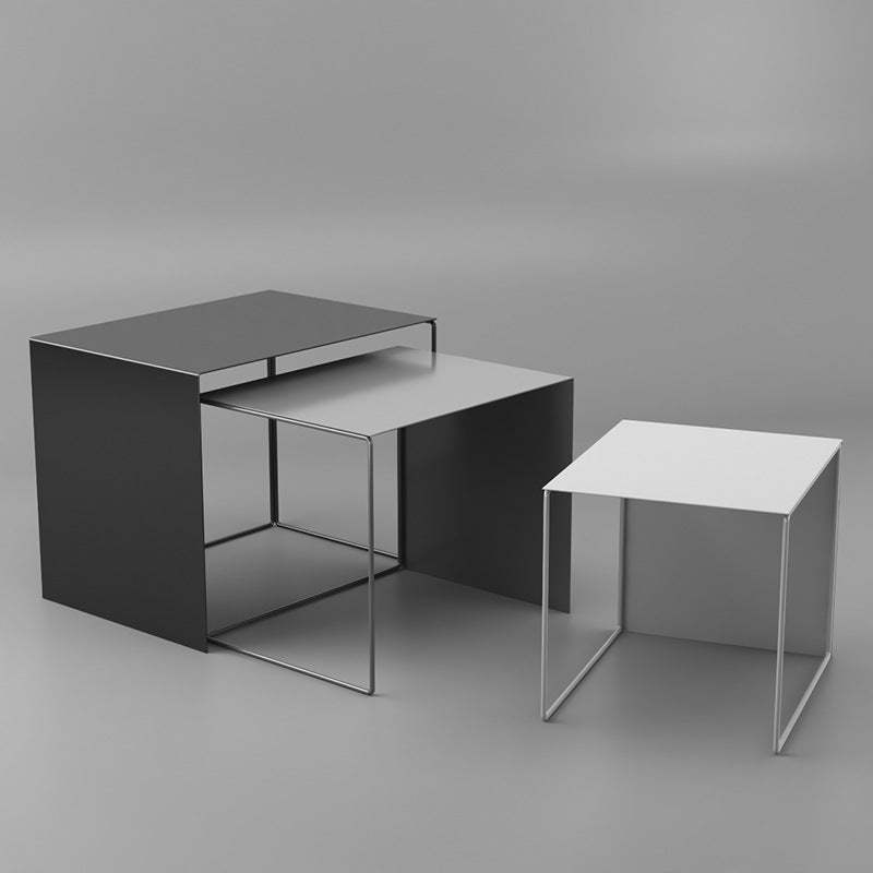Minimalist Square Iron Nesting Side Table — Orange