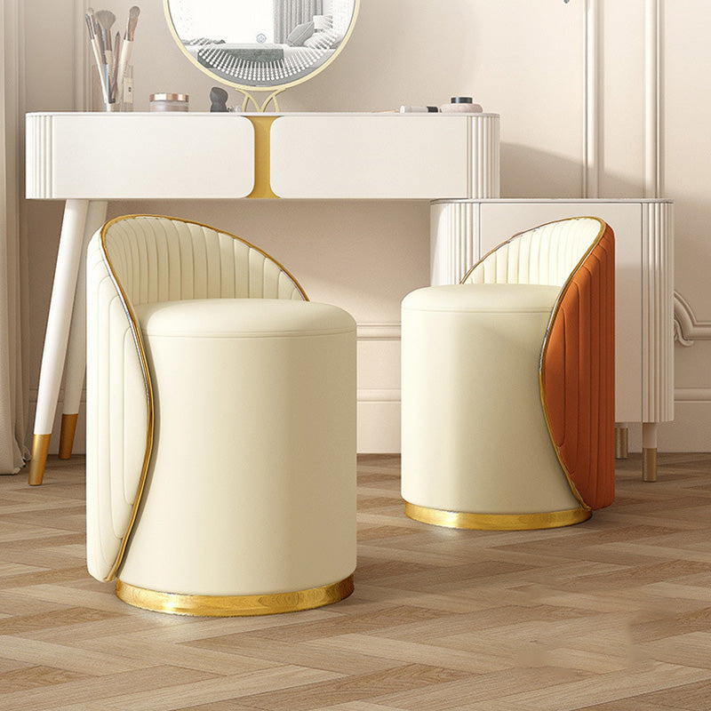 Minimalist Cylinder Iron Leather Vanity Stool