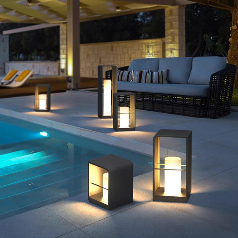 Minimalist Solar Cubic Landscape Light