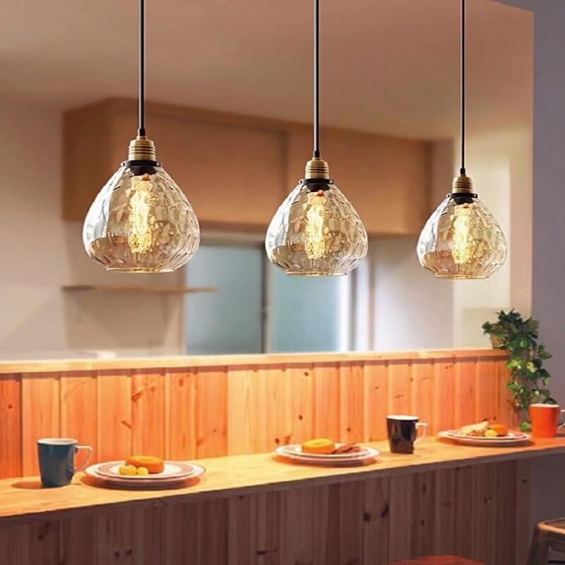 Nordic Vintage Amber Water Glass Dome Pendant