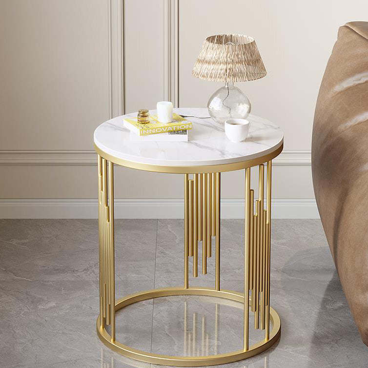 Nordic end slab gray end & side tables — 21.65" H x 15.75" Dia / White / Gold