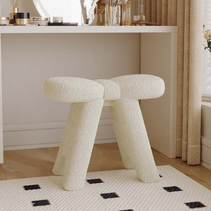 Scandinavian Lambswool Butterfly Vanity Stool — Brown