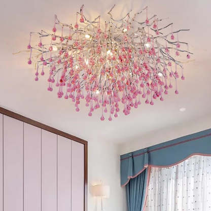 Modern Crystal Glass Aluminum Branch Water Drop Chandelier