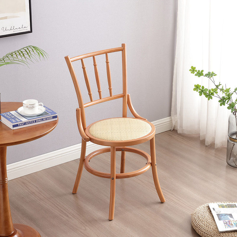 Vintage Cylinder Wood Rattan Dining Chair
