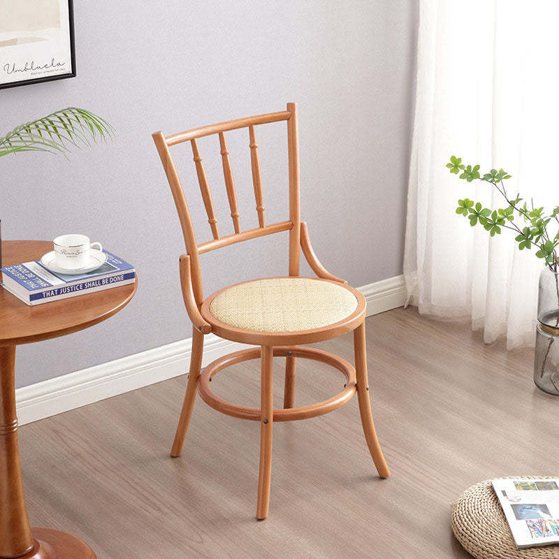 Vintage Cylinder Wood Rattan Dining Chair