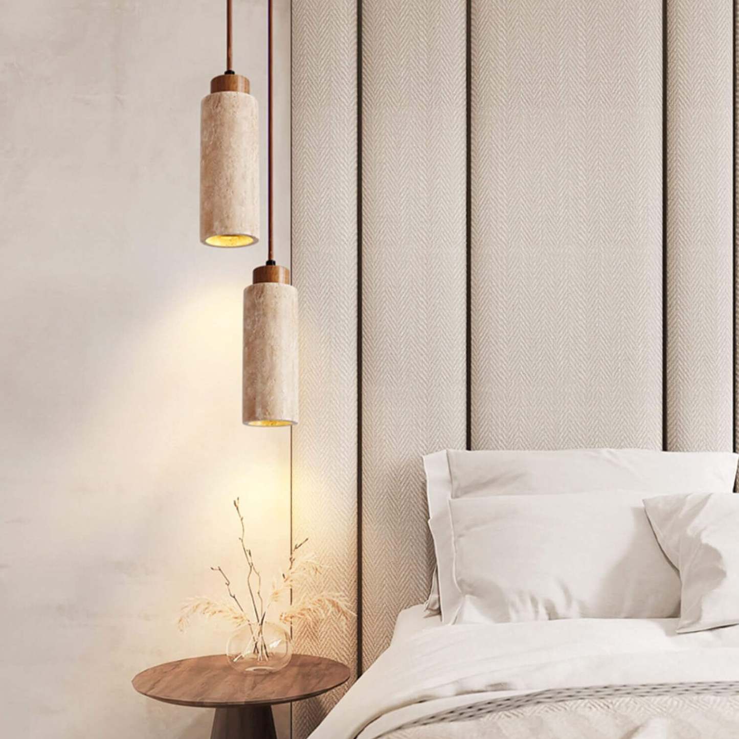 Japanese Wabi-Sabi Solid Wood Stone Island Chandelier