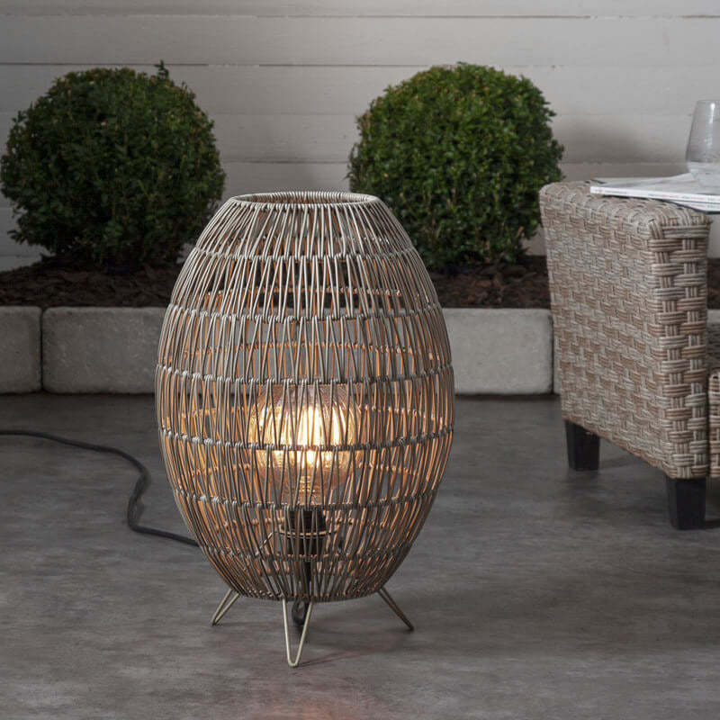Modern Japanese Rattan Round Outdoor Waterproof Floor Lamp