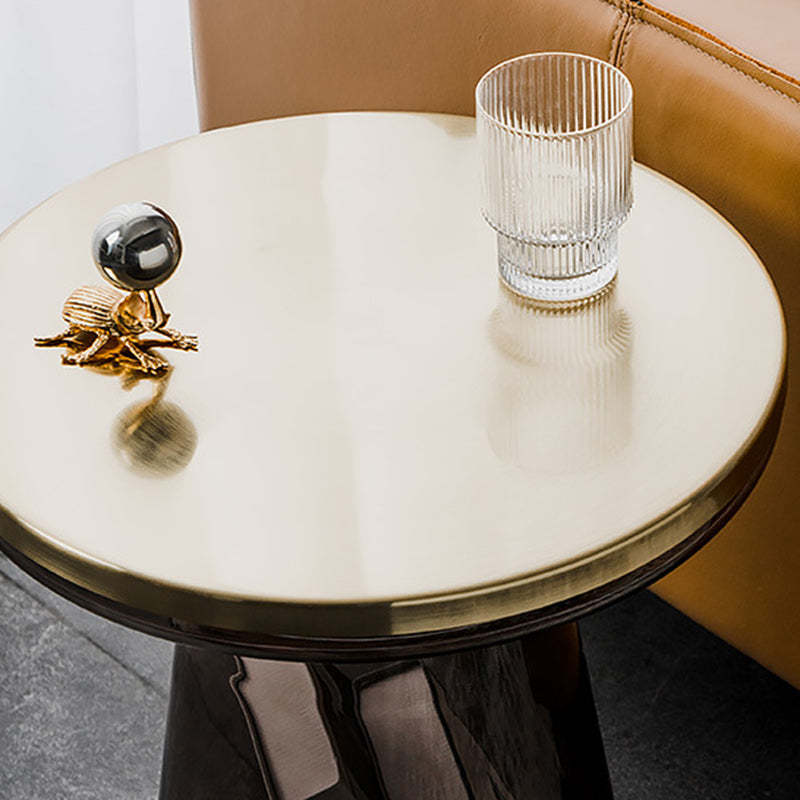 Contemporary Glass Metal Round Coffee Table 1-Cabinet — Transparent