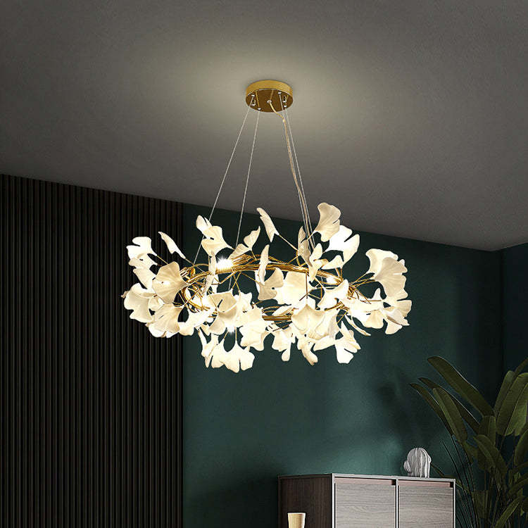 Nordic Iron Acrylic Ginkgo Chandelier