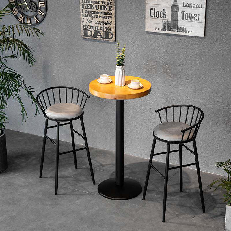Minimalist Striped Velvet Iron Bar Stool