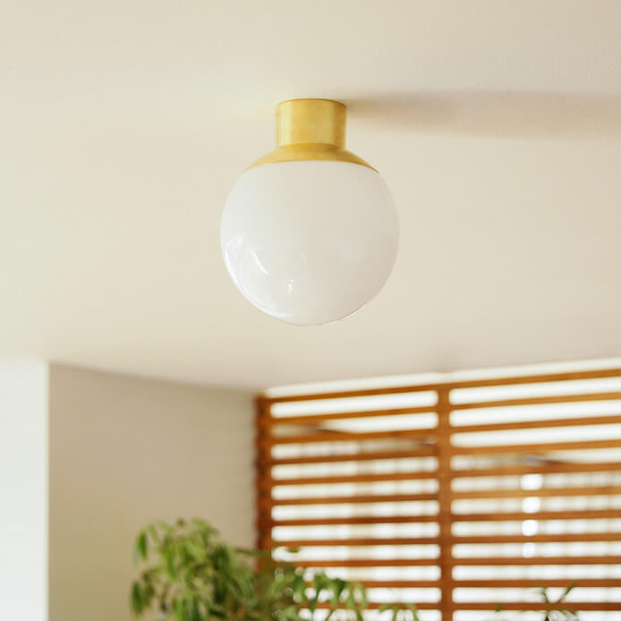 Lighom japanese ball round brass flush mount lighting — 5.91" H x 5.91" Dia / Yellow / 220V-240V (UK/AU)