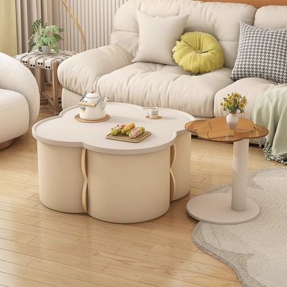 Nordic Flower Shape Engineered Wood Wood Coffee Table