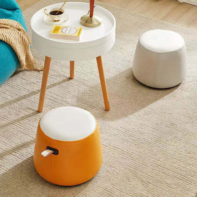 Contemporary Cylinder Fabric Pouf Stool
