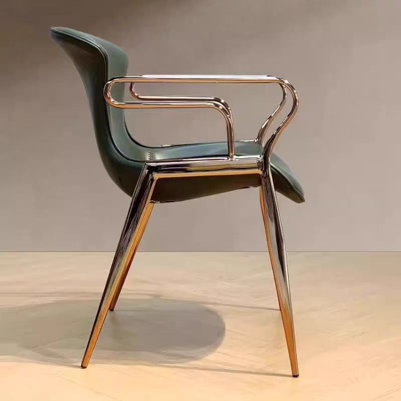 Contemporary Leather Carbon Steel Dining Chair