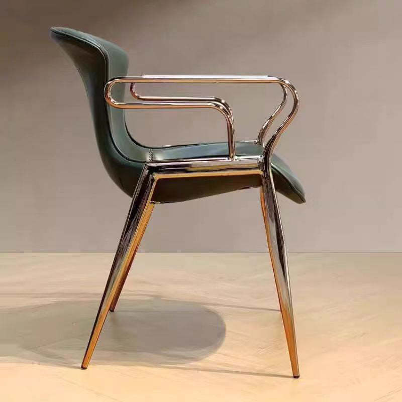 Contemporary Leather Carbon Steel Dining Chair