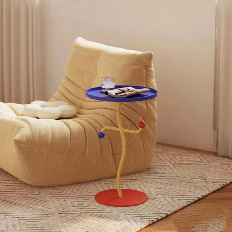 Contemporary Color-Block Iron Tray End Table